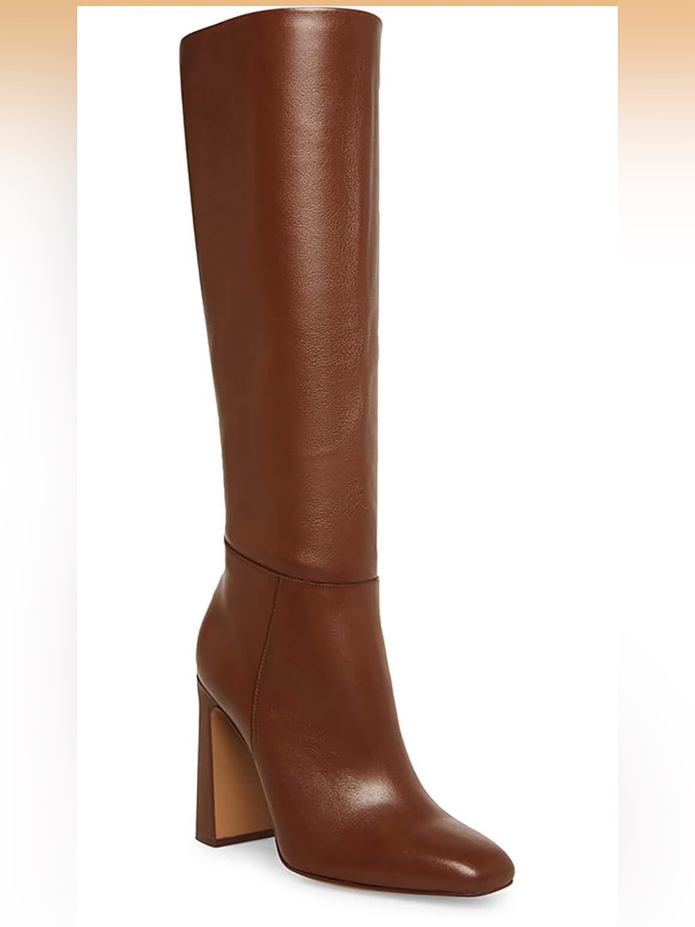 Women's Over-The-Knee Brown Leather Boots with Block Heel